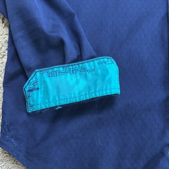 Robert Graham Men’s Textured Fabric Flip Cuffs Long Sleeve Button Down Shirt XL - Picture 3 of 13